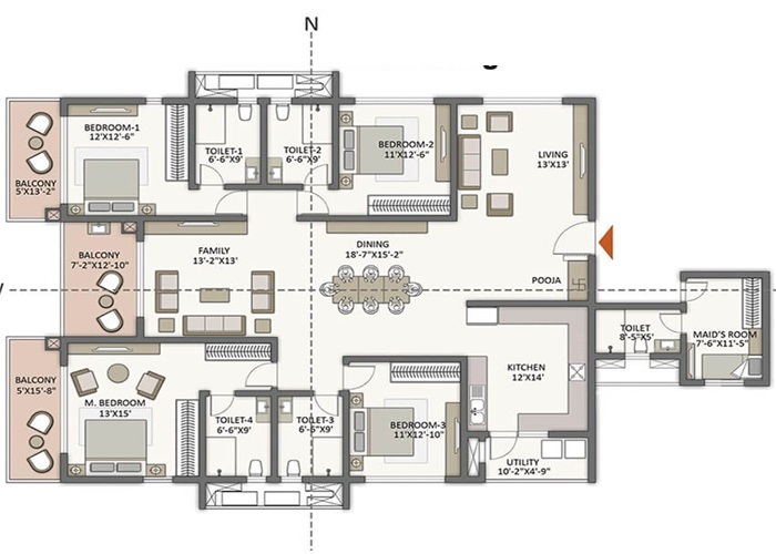 Prestige Greenmoor 4 BHK Floor Plan
